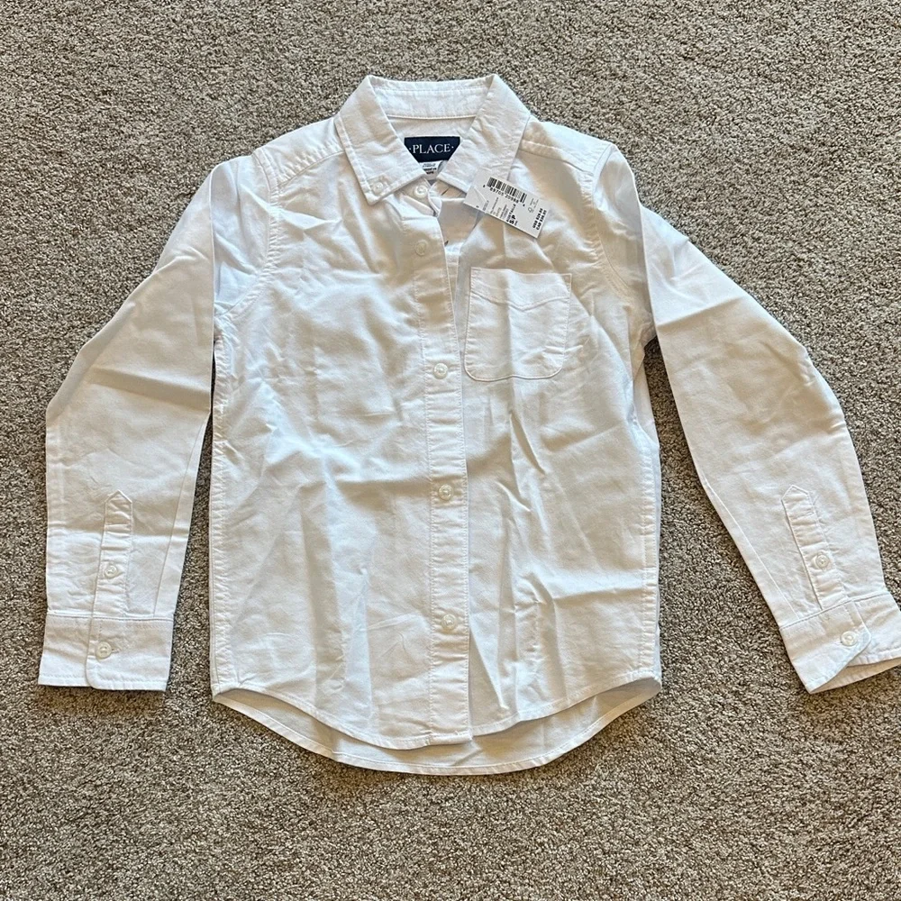 The Children's Place White Boys Long-Sleeve Button-Down Shirt size 5/6 NEW
